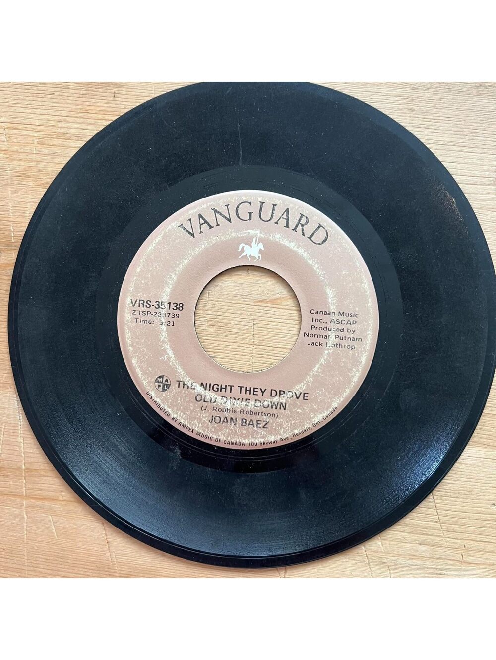 Joan Baez -The Night they Drove Old Dixie Down/When Time is Stolen 45rpm VG+ R20